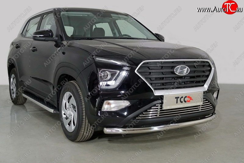 20 749 р. Защита переднего бампера нижняя d60,3 мм ТСС Тюнинг  Hyundai Creta  SU (2020-2022) (нержавейка)  с доставкой в г. Воронеж