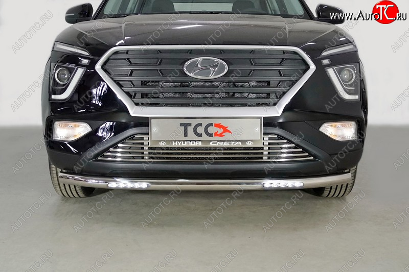 36 299 р. Защита переднего бампера нижняя с ДХО 60,3 мм ТСС Тюнинг  Hyundai Creta  SU (2020-2022) (нержавейка)  с доставкой в г. Воронеж