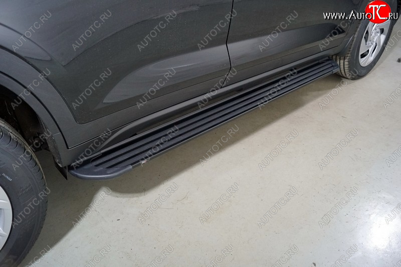 21 999 р. Пороги алюминиевые Slim Line ТСС Тюнинг  Hyundai Creta  SU (2020-2022) (Black)  с доставкой в г. Воронеж