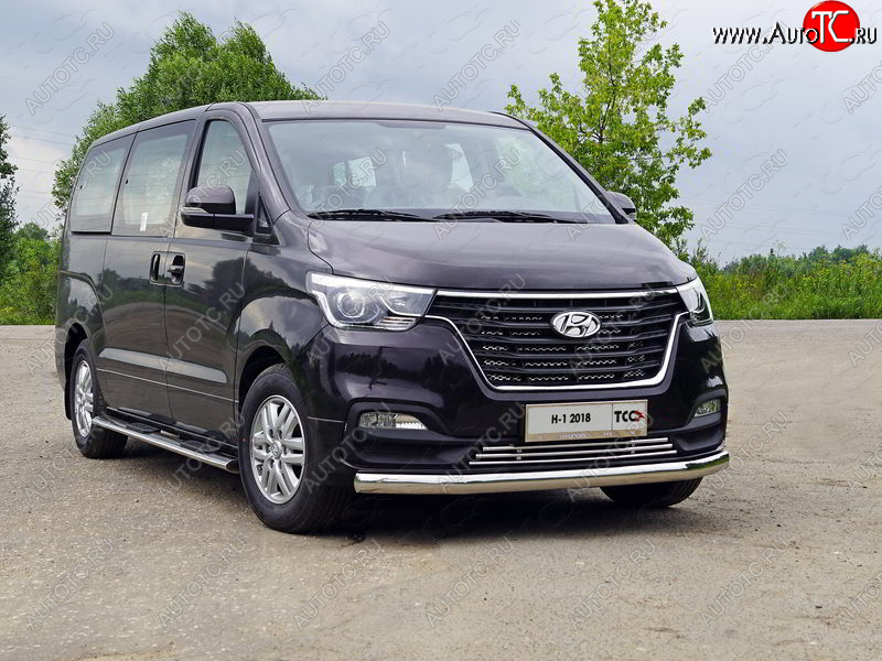 25 499 р. Защита переднего бампера нижняя овальная 75х42 мм ТСС Тюнинг Hyundai Starex/Grand Starex/H1 TQ 2-ой рестайлинг (2017-2022) (нержавейка)  с доставкой в г. Воронеж