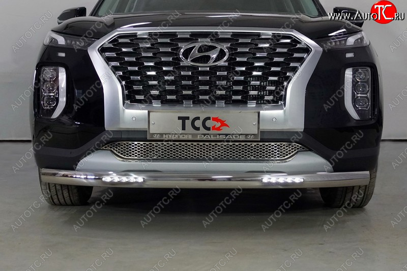 41 999 р. Защита передняя нижняя овальная с ДХО 75х42 мм ТСС Тюнинг  Hyundai Palisade  LX2 (2018-2022) (нержавейка)  с доставкой в г. Воронеж