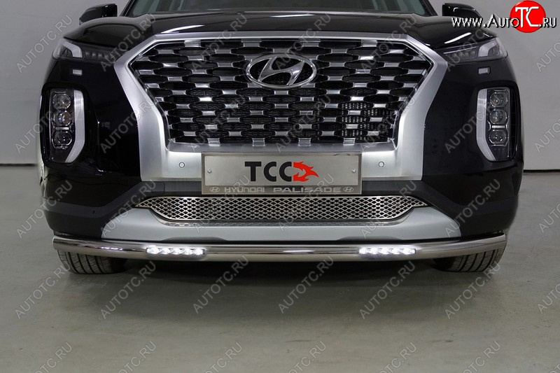 37 999 р. Защита переднего бампера нижняя с ДХО 60,3 мм ТСС Тюнинг  Hyundai Palisade  LX2 (2018-2022) (нержавейка)  с доставкой в г. Воронеж