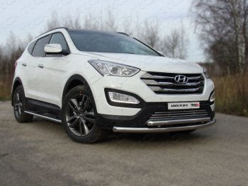 21 999 р. Защита переднего бампера нижняя d60,3*50,8 мм ТСС Тюнинг  Hyundai Santa Fe  DM (2012-2019) дорестайлинг, рестайлинг (нержавейка)  с доставкой в г. Воронеж. Увеличить фотографию 1