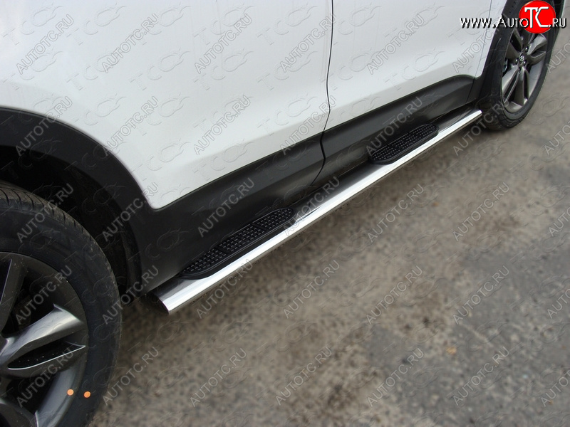 40 799 р. Пороги овальные с накладкой 120*60 мм ТСС Тюнинг Hyundai Santa Fe DM дорестайлинг (2012-2016)  с доставкой в г. Воронеж