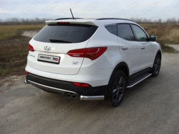 Защита заднего бампера (уголки, d75х42 мм) TCC Hyundai Santa Fe DM дорестайлинг (2012-2016)