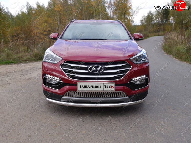 15 999 р. Защита переднего бампера нижняя d60,3 мм ТСС Тюнинг  Hyundai Santa Fe  DM (2015-2019) рестайлинг (нержавейка)  с доставкой в г. Воронеж