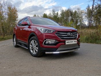 34 999 р. Защита переднего бампера нижняя с ДХО 60,3 мм ТСС Тюнинг Hyundai Santa Fe DM рестайлинг (2015-2019) (нержавейка)  с доставкой в г. Воронеж. Увеличить фотографию 1