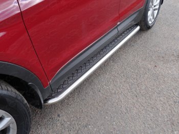 Пороги с площадкой 60,3 мм Premium ТСС Тюнинг Hyundai Santa Fe DM рестайлинг (2015-2019) (серые)