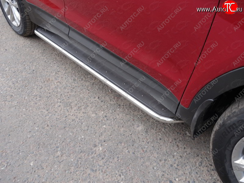 38 999 р. Пороги с площадкой 42,4 мм ТСС Тюнинг Hyundai Santa Fe DM рестайлинг (2015-2019) (нержавейка)  с доставкой в г. Воронеж