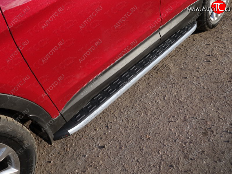 21 999 р. Пороги алюминиевые с пластиковой накладкой, ТСС Тюнинг  Hyundai Santa Fe  DM (2015-2019) рестайлинг (карбон серебро)  с доставкой в г. Воронеж