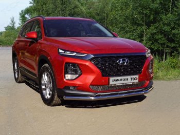 17 649 р. Защита переднего бампера нижняя d60,3 мм ТСС Тюнинг Hyundai Santa Fe TM дорестайлинг (2018-2021) (нержавейка)  с доставкой в г. Воронеж. Увеличить фотографию 1