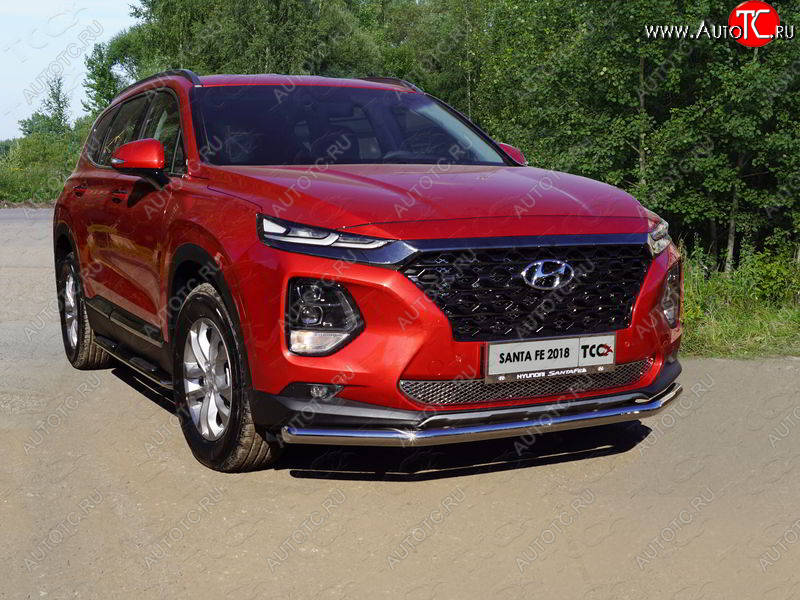 17 649 р. Защита переднего бампера нижняя d60,3 мм ТСС Тюнинг Hyundai Santa Fe TM дорестайлинг (2018-2021) (нержавейка)  с доставкой в г. Воронеж