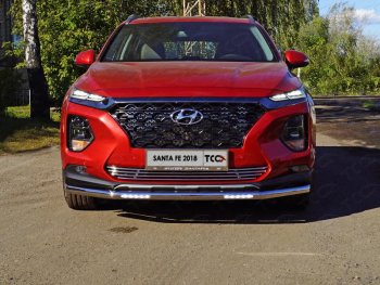 31 899 р. Защита переднего бампера нижняя с ДХО 60,3 мм ТСС Тюнинг Hyundai Santa Fe TM дорестайлинг (2018-2021) (нержавейка)  с доставкой в г. Воронеж. Увеличить фотографию 1