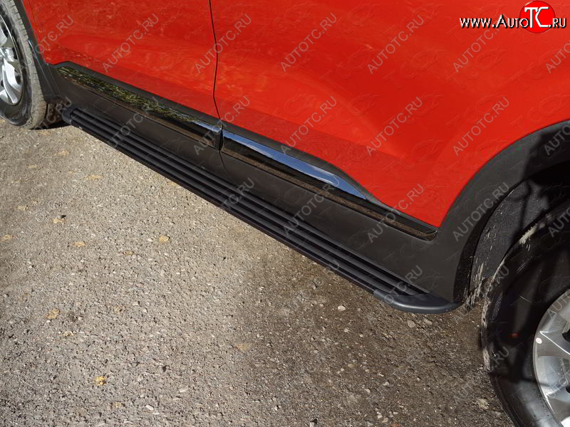 21 999 р. Пороги алюминиевые Slim Line ТСС Тюнинг  Hyundai Santa Fe  TM (2018-2021) дорестайлинг (Black)  с доставкой в г. Воронеж