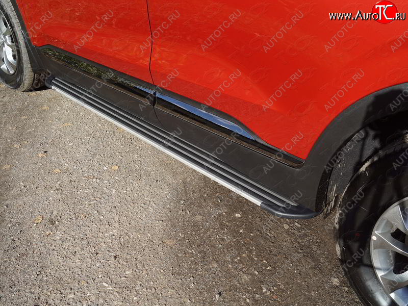 20 599 р. Пороги алюминиевые Slim Line ТСС Тюнинг Hyundai Santa Fe TM дорестайлинг (2018-2021) (Silver)  с доставкой в г. Воронеж