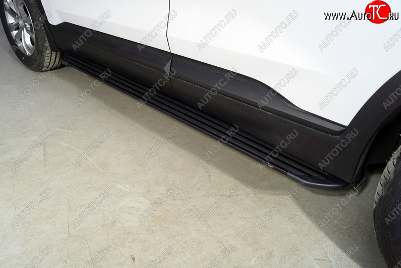 21 999 р. Пороги алюминиевые Slim Line ТСС Тюнинг  Hyundai Santa Fe  TM (2020-2022) рестайлинг (Black)  с доставкой в г. Воронеж