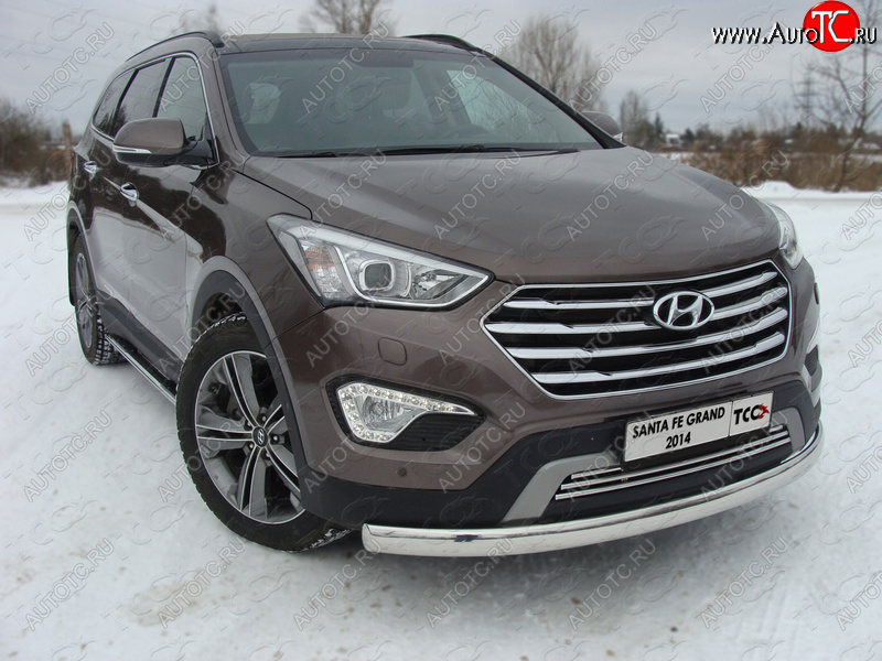 18 999 р. Защита переднего бампера нижняя овальная 75х42 мм ТСС Тюнинг  Hyundai Grand Santa Fe  1 DM (2013-2016) дорестайлинг (нержавейка)  с доставкой в г. Воронеж