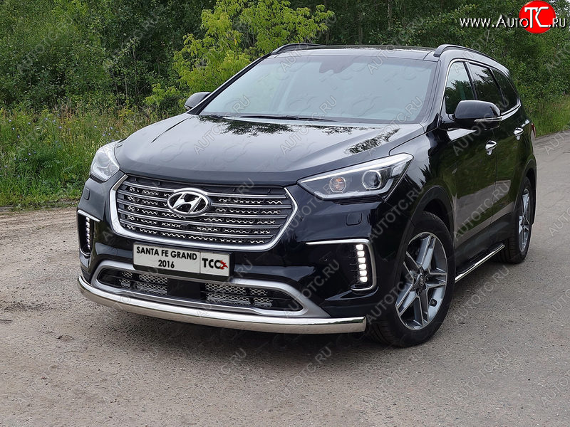 18 999 р. Защита переднего бампера нижняя овальная 75х42 мм ТСС Тюнинг  Hyundai Grand Santa Fe  1 DM (2016-2018) рестайлинг (нержавейка)  с доставкой в г. Воронеж