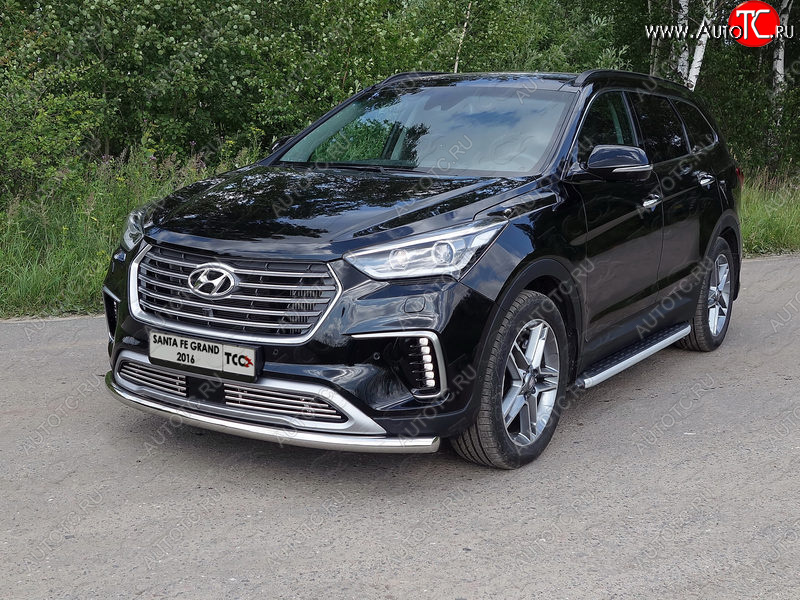 20 599 р. Пороги алюминиевые с пластиковой накладкой ТСС Тюнинг  Hyundai Grand Santa Fe  1 DM (2016-2018) рестайлинг (серые)  с доставкой в г. Воронеж
