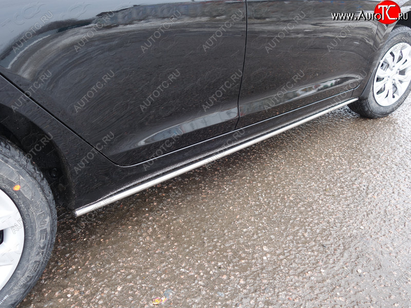 11 749 р. Защита порогов алюминий 42,4 мм, ТСС Тюнинг  Hyundai Solaris  HCR (2017-2020) седан дорестайлинг  с доставкой в г. Воронеж