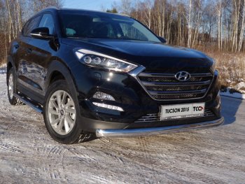 Защита переднего бампера нижняя овальная 75х42 мм ТСС Тюнинг Hyundai Tucson TL дорестайлинг (2015-2018) ()