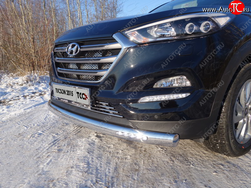40 999 р. Защита передняя нижняя овальная с ДХО 75х42 мм ТСС Тюнинг Hyundai Tucson TL дорестайлинг (2015-2018) (нержавейка)  с доставкой в г. Воронеж