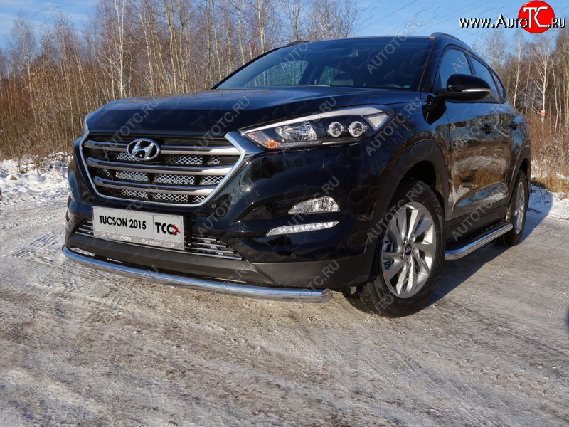 17 649 р. Защита переднего бампера нижняя d60,3 мм ТСС Тюнинг  Hyundai Tucson  TL (2015-2018) дорестайлинг (нержавейка)  с доставкой в г. Воронеж