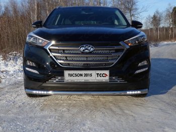 Защита переднего бампера нижняя с ДХО 60,3 мм ТСС Тюнинг Hyundai Tucson TL дорестайлинг (2015-2018) ()