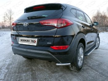 11 749 р. Защита заднего бампера (уголки, d42,4 мм) TCC Hyundai Tucson TL дорестайлинг (2015-2018)  с доставкой в г. Воронеж. Увеличить фотографию 1