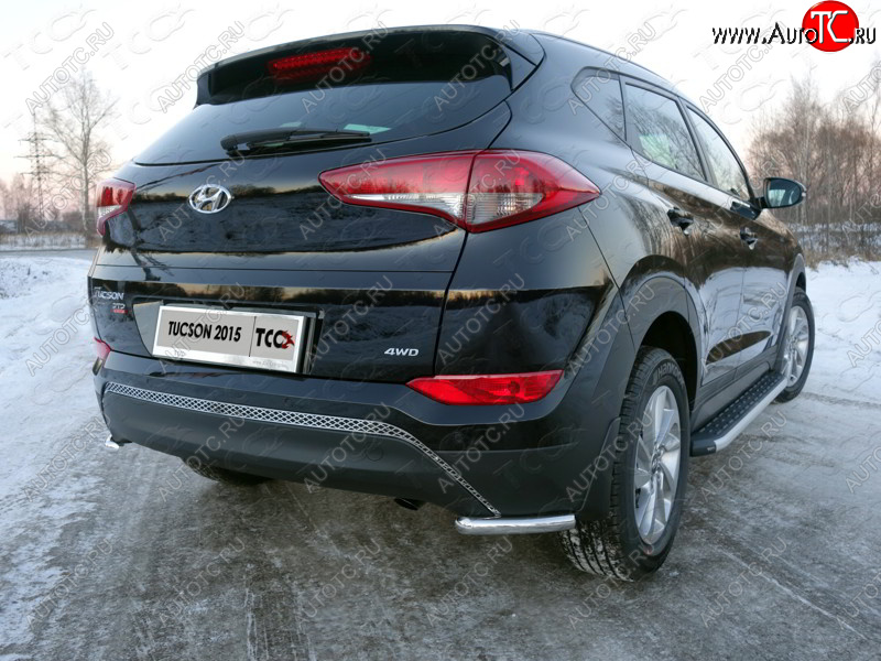 11 749 р. Защита заднего бампера (уголки, d42,4 мм) TCC Hyundai Tucson TL дорестайлинг (2015-2018)  с доставкой в г. Воронеж