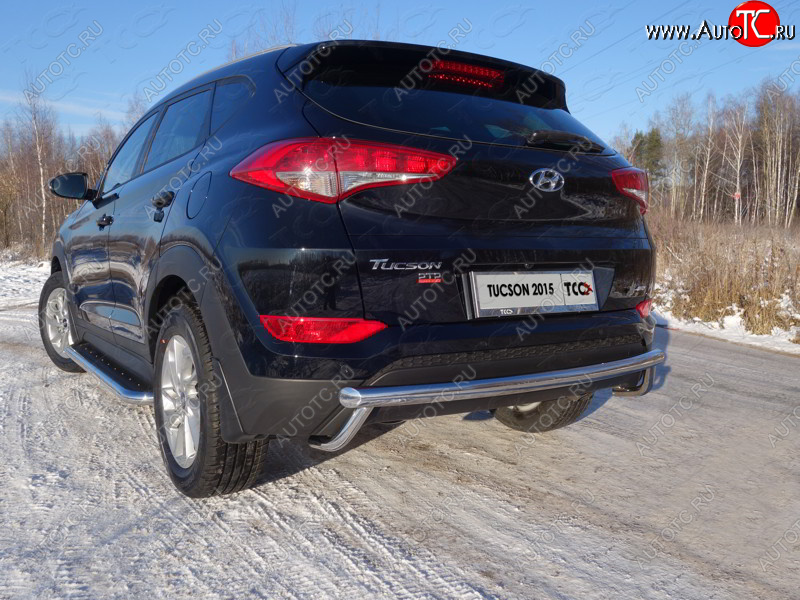 23 549 р. Защита задняя (нержавейка 60,3*42,4 мм) ТСС Тюнинг  Hyundai Tucson  TL (2015-2018) дорестайлинг  с доставкой в г. Воронеж