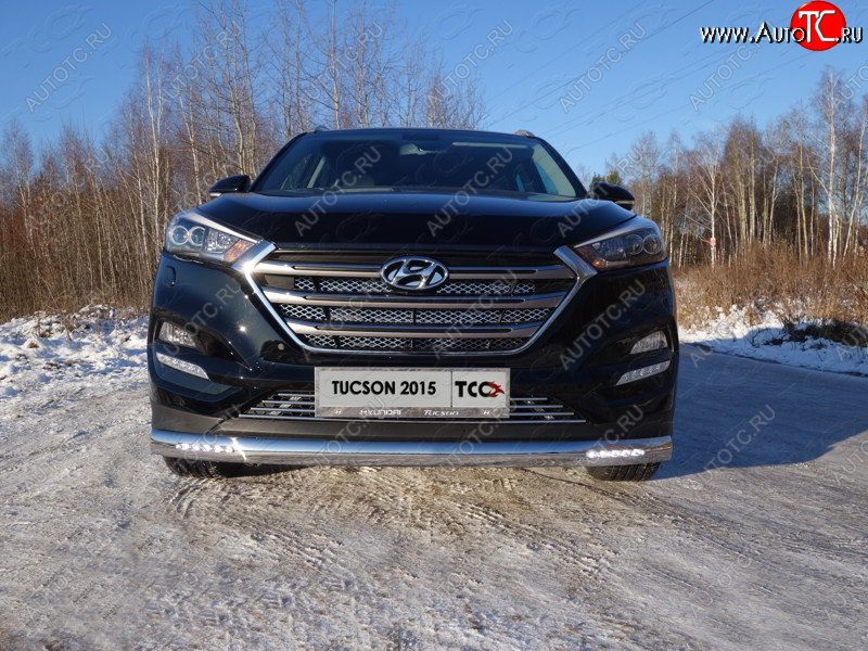 4 999 р. Декоративная вставка в бампер ТСС Тюнинг  Hyundai Tucson  TL (2015-2018) дорестайлинг (d 12 мм)  с доставкой в г. Воронеж