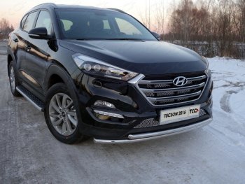 Защита переднего бампера нижняя двойная 42,4*42,4 мм ТСС Тюнинг Hyundai Tucson TL дорестайлинг (2015-2018) ()