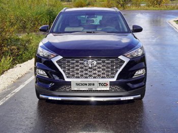 33 849 р. Защита переднего бампера нижняя с ДХО 60,3 мм ТСС Тюнинг Hyundai Tucson TL рестайлинг (2018-2021) (нержавейка)  с доставкой в г. Воронеж. Увеличить фотографию 1