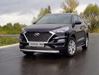 20 699 р. Защита переднего бампера овальная 75х42 мм ТСС Тюнинг Hyundai Tucson TL рестайлинг (2018-2021) (нержавейка)  с доставкой в г. Воронеж. Увеличить фотографию 1