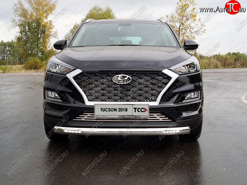 37 999 р. Защита передняя нижняя овальная с ДХО 75х42 мм ТСС Тюнинг  Hyundai Tucson  TL (2018-2021) рестайлинг (нержавейка)  с доставкой в г. Воронеж