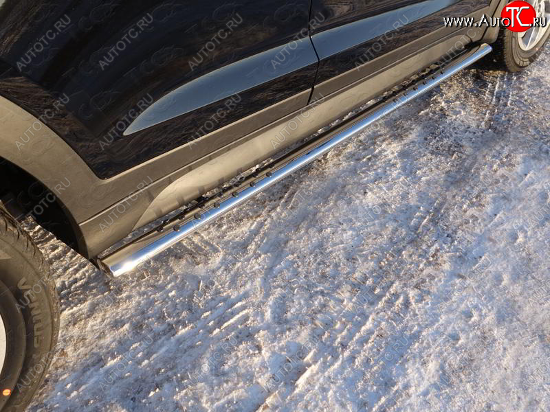 33 999 р. Пороги овальные с проступью 75х42 мм ТСС Тюнинг Hyundai Tucson TL рестайлинг (2018-2021) (серые)  с доставкой в г. Воронеж
