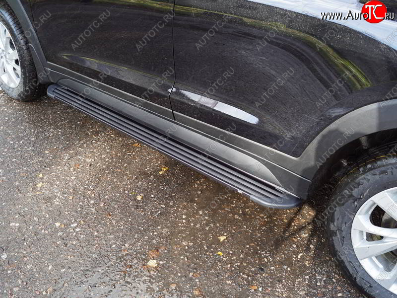 21 999 р. Пороги алюминиевые Slim Line ТСС Тюнинг  Hyundai Tucson  TL (2018-2021) рестайлинг (Black)  с доставкой в г. Воронеж