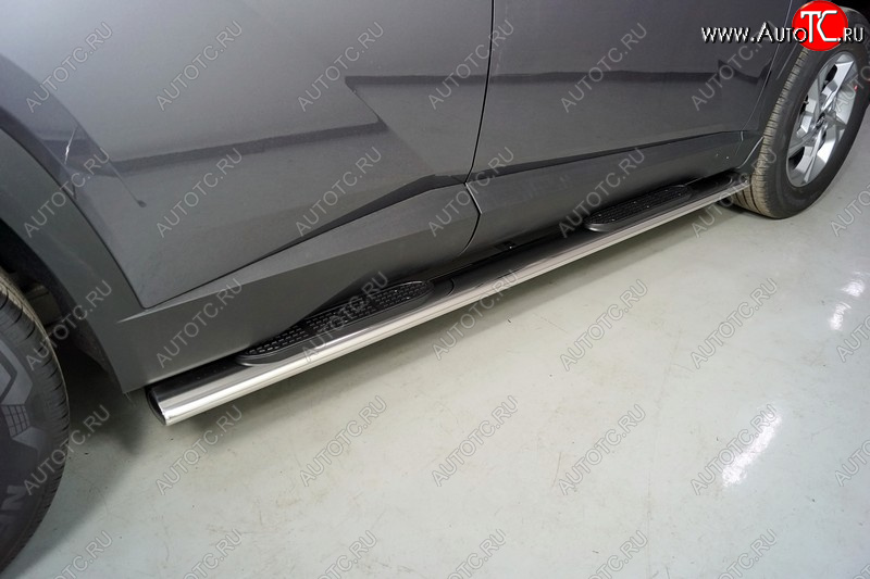 42 999 р. Пороги овальные с накладкой 120х60 мм ТСС Тюнинг Hyundai Tucson NX4 (2020-2022) (серые)  с доставкой в г. Воронеж