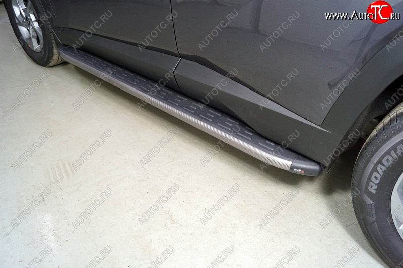 21 999 р. Пороги алюминиевые с пластиковой накладкой ТСС Тюнинг  Hyundai Tucson  NX4 (2020-2022) (карбон серые)  с доставкой в г. Воронеж