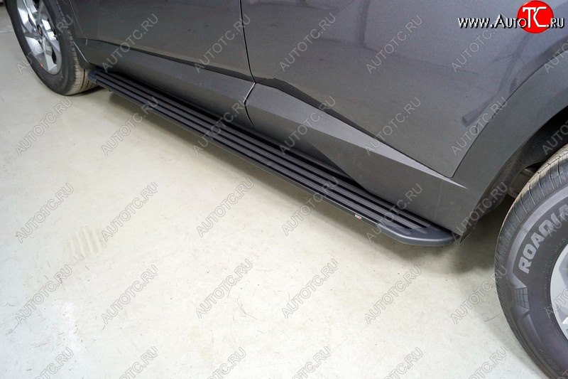 21 999 р. Пороги алюминиевые Slim Line ТСС Тюнинг  Hyundai Tucson  NX4 (2020-2022) (Black)  с доставкой в г. Воронеж