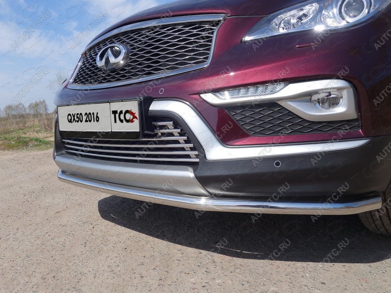 5 849 р. Нижняя декоративная вставка в бампер ТСС Тюнинг  INFINITI Qx50  J50 (2015-2018) рестайлинг (d 12 мм)  с доставкой в г. Воронеж