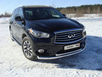 Защита переднего бампера нижняя d76,1*50,8 мм ТСС Тюнинг INFINITI QX60 L50 дорестайлинг (2013-2016) (нержавейка)