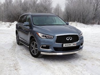 43 999 р. Защита передняя нижняя овальная с ДХО 75х42 мм ТСС Тюнинг  INFINITI QX60  L50 (2016-2021) рестайлинг (нержавейка)  с доставкой в г. Воронеж. Увеличить фотографию 1