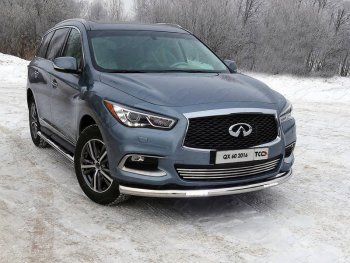 39 749 р. Защита переднего бампера нижняя с ДХО 76,1 мм ТСС Тюнинг INFINITI QX60 L50 рестайлинг (2016-2021) (нержавейка)  с доставкой в г. Воронеж. Увеличить фотографию 1