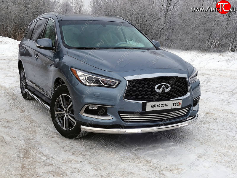 39 749 р. Защита переднего бампера нижняя с ДХО 76,1 мм ТСС Тюнинг  INFINITI QX60  L50 (2016-2021) рестайлинг (нержавейка)  с доставкой в г. Воронеж