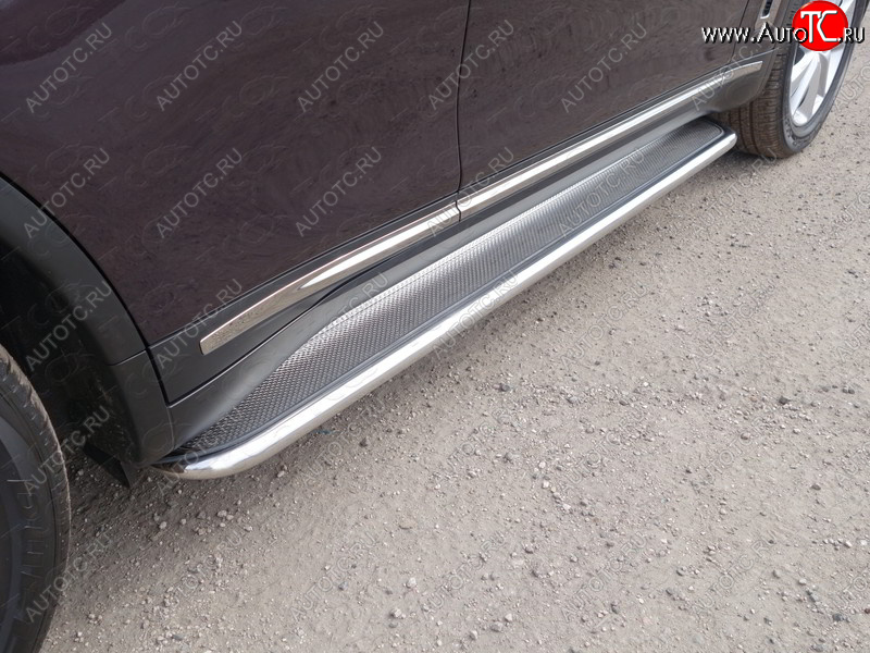 41 749 р. Пороги с площадкой 42,4 мм ТСС Тюнинг INFINITI QX70 S51 (2013-2020) (нержавейка)  с доставкой в г. Воронеж