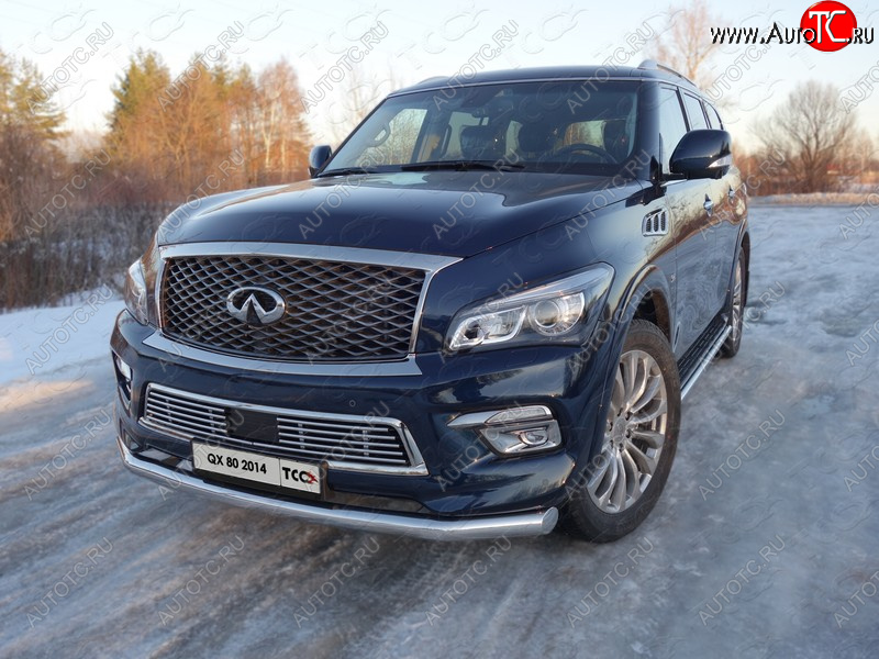 11 749 р. Нижняя декоративная вставка в бампер ТСС Тюнинг INFINITI QX80 Z62 1-ый рестайлинг (2014-2018) (d 12 мм)  с доставкой в г. Воронеж