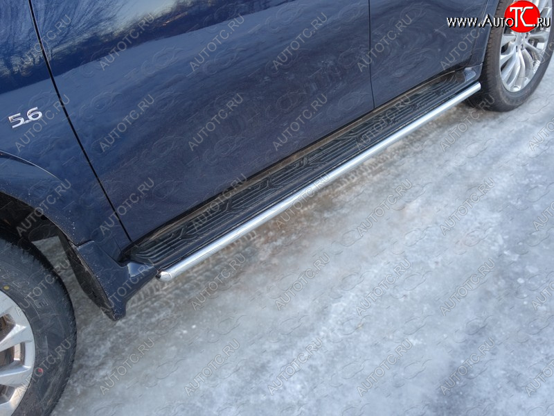 23 549 р. Защита порогов алюминий 42,4 мм укороченные, ТСС Тюнинг  INFINITI QX80  Z62 (2014-2018) 1-ый рестайлинг (укороченные)  с доставкой в г. Воронеж
