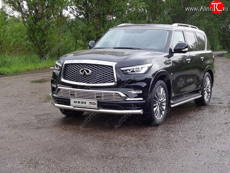 26 499 р. Защита переднего бампера нижняя d76,1 мм ТСС Тюнинг INFINITI QX80 Z62 2-ой рестайлинг (2018-2024) (нержавейка)  с доставкой в г. Воронеж